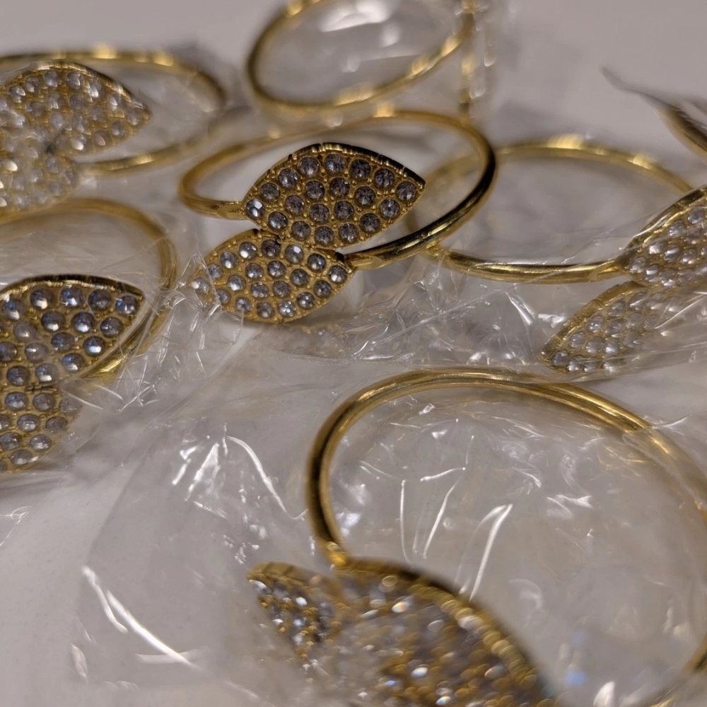 New Crystal Gold Leaf Napkin Holder Set of 10 - Picture 5 of 8